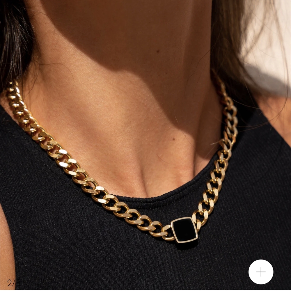 Gold and Black Cuban Link Necklace, Bracelet And Earrings